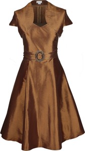 Brązowa sukienka Fokus z krótkim rękawem