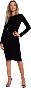 Czarna sukienka MOE w stylu klasycznym z długim rękawem z bawełny