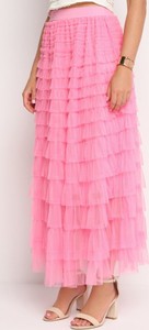 Różowa spódnica born2be w stylu casual midi