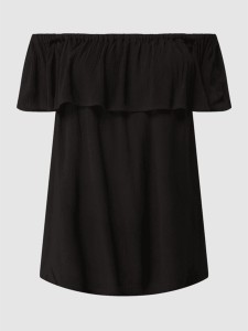 Czarna bluzka Ichi z krótkim rękawem z okrągłym dekoltem