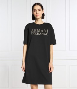 Sukienka Armani Exchange w stylu casual z okrągłym dekoltem
