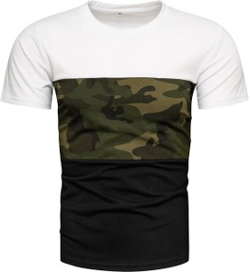 T-shirt Recea z bawełny w militarnym stylu