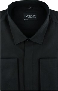 Czarna koszula Forenzo z długim rękawem z tkaniny
