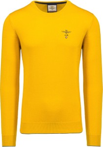 Żółty sweter Aeronautica Militare z wełny w stylu casual