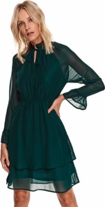 Zielona sukienka Top Secret mini z długim rękawem z szyfonu