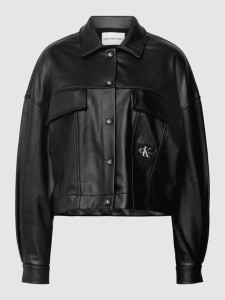 Czarna kurtka Calvin Klein krótka bez kaptura z bawełny