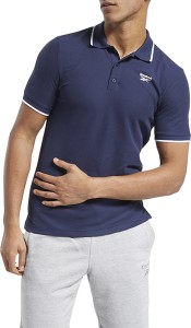 Granatowy t-shirt Reebok w sportowym stylu z bawełny