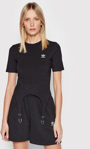 Czarny t-shirt Adidas w stylu casual z okrągłym dekoltem
