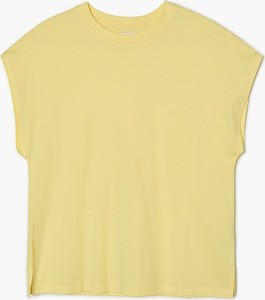 Żółty t-shirt Cropp w stylu casual