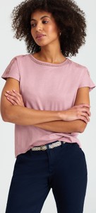 Różowy t-shirt Greenpoint z krótkim rękawem w stylu casual