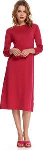 Czerwona sukienka Top Secret z okrągłym dekoltem z długim rękawem