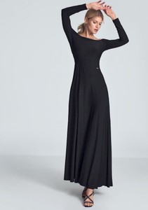 Czarna sukienka Figl z długim rękawem maxi
