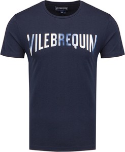 Granatowy t-shirt Vilebrequin z bawełny w młodzieżowym stylu z krótkim rękawem