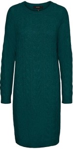 Zielona sukienka Vero Moda z długim rękawem mini z okrągłym dekoltem