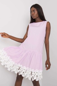 Różowa sukienka Lakerta z bawełny z okrągłym dekoltem bez rękawów