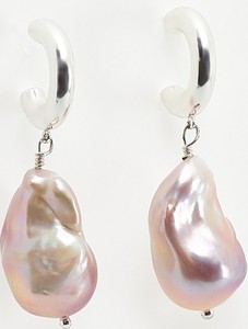 Reserved - Posrebrzane kolczyki z naturalną perłą - srebrny
