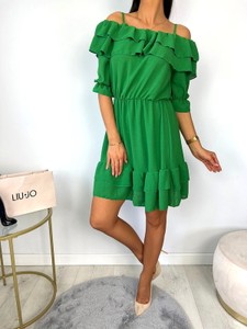 Zielona sukienka ModnaKiecka.pl mini w stylu casual hiszpanka