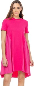 Różowa sukienka Tantra oversize mini z krótkim rękawem