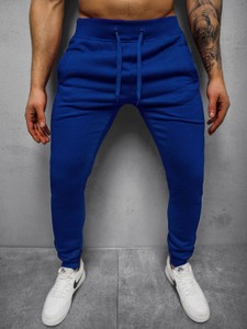 Niebieskie spodnie ozonee.pl z bawełny w stylu casual