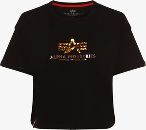 T-shirt Alpha Industries w młodzieżowym stylu z okrągłym dekoltem