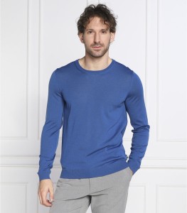 Niebieski sweter Hugo Boss z okrągłym dekoltem