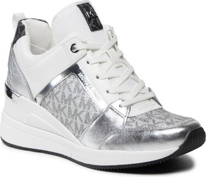 Srebrne buty sportowe Michael Kors sznurowane na platformie w sportowym stylu