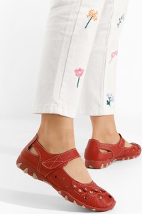 Czerwone baleriny Zapatos z płaską podeszwą