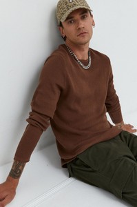 Brązowy sweter Tom Tailor w stylu casual z okrągłym dekoltem