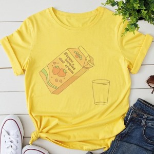 Żółty t-shirt Parine.pl z krótkim rękawem w młodzieżowym stylu