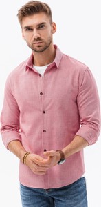 Różowa koszula Ombre z tkaniny z długim rękawem