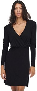 Czarna sukienka Only mini z dekoltem w kształcie litery v w stylu casual