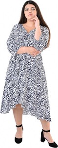 Sukienka Fokus midi z tkaniny z dekoltem w kształcie litery v