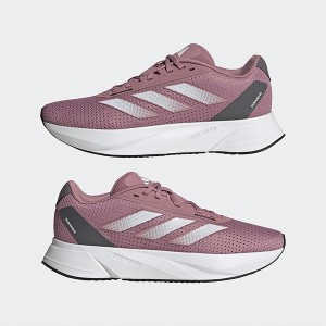 Różowe buty sportowe Adidas w sportowym stylu z płaską podeszwą