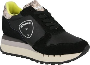 Czarne buty sportowe Blauer Usa ze skóry na platformie w sportowym stylu