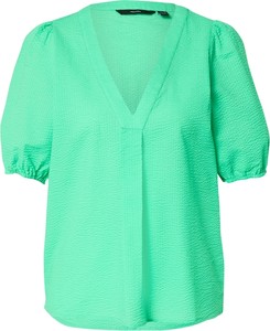 Zielona bluzka Vero Moda z dekoltem w kształcie litery v w stylu casual z krótkim rękawem