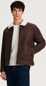 Brązowa kurtka Reserved w stylu casual z zamszu