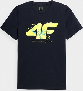 Czarna koszulka dziecięca 4F z bawełny dla chłopców