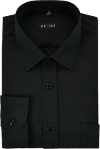 Czarna koszula Desire z bawełny z długim rękawem z klasycznym kołnierzykiem
