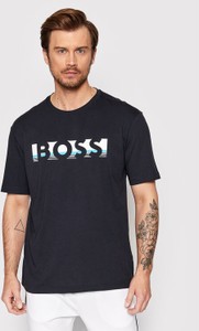 Granatowy t-shirt Hugo Boss w młodzieżowym stylu
