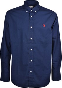 Niebieska koszula U.S. Polo w stylu casual z kołnierzykiem button down z bawełny