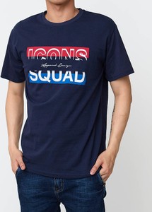 Granatowy t-shirt Royalfashion.pl z nadrukiem w młodzieżowym stylu