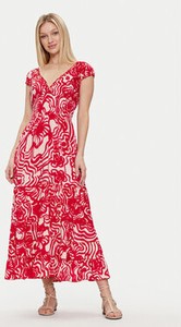 Czerwona sukienka Iconique z krótkim rękawem w stylu boho