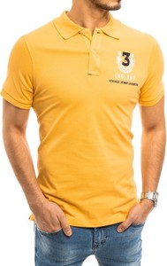 Żółta koszulka polo Dstreet z krótkim rękawem z bawełny