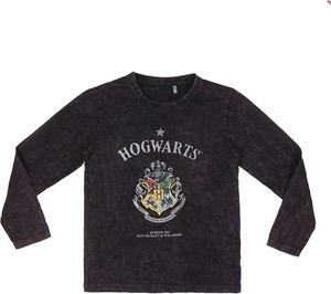 Czarna koszulka dziecięca Harry Potter dla chłopców z długim rękawem