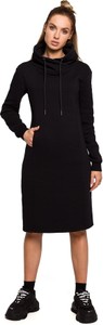 Czarna sukienka MOE z dzianiny z długim rękawem w stylu casual