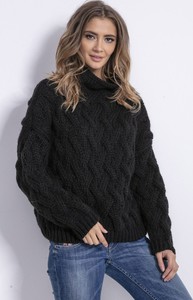 Czarny sweter Fobya w stylu casual z wełny
