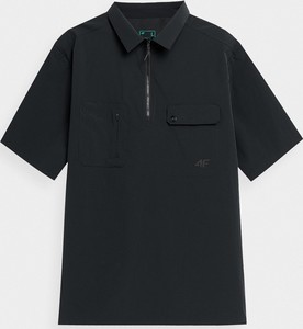 Czarna koszulka polo 4F z dzianiny z krótkim rękawem