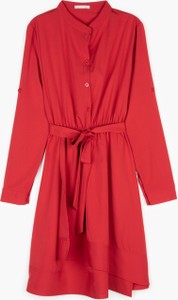 Czerwona sukienka Gate w stylu casual mini z długim rękawem