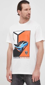 T-shirt Lamborghini z bawełny z krótkim rękawem z nadrukiem
