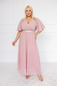 Różowa sukienka Włoski z szyfonu maxi